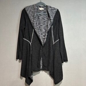 Max Studio Weekend Cardigan Womens Medium Gray Hooded Soft Loungewear Cozy